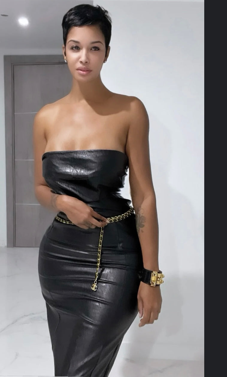 Naked Shoulder leather dress