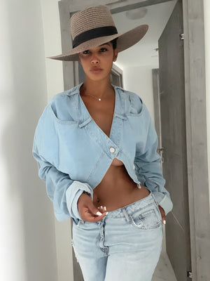 Irregular cropped Denim Jacket