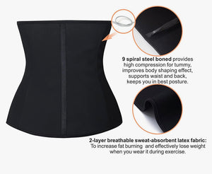 ‘Double Compression” waist trainer with zipper